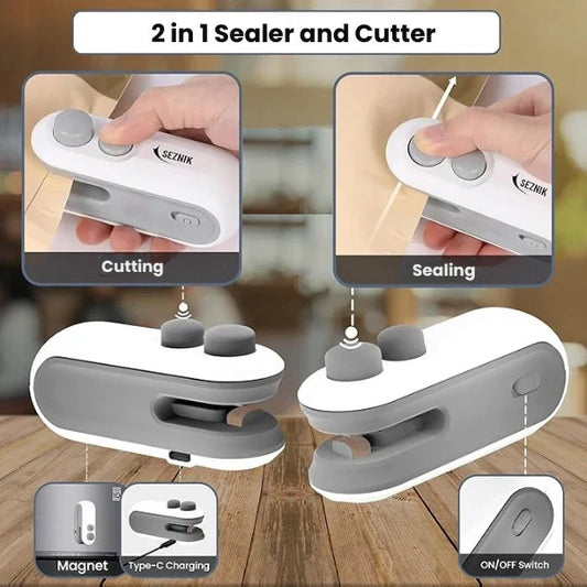 Portable 2-in-1 USB Sealer & Cutter – Seal Packets in Seconds!