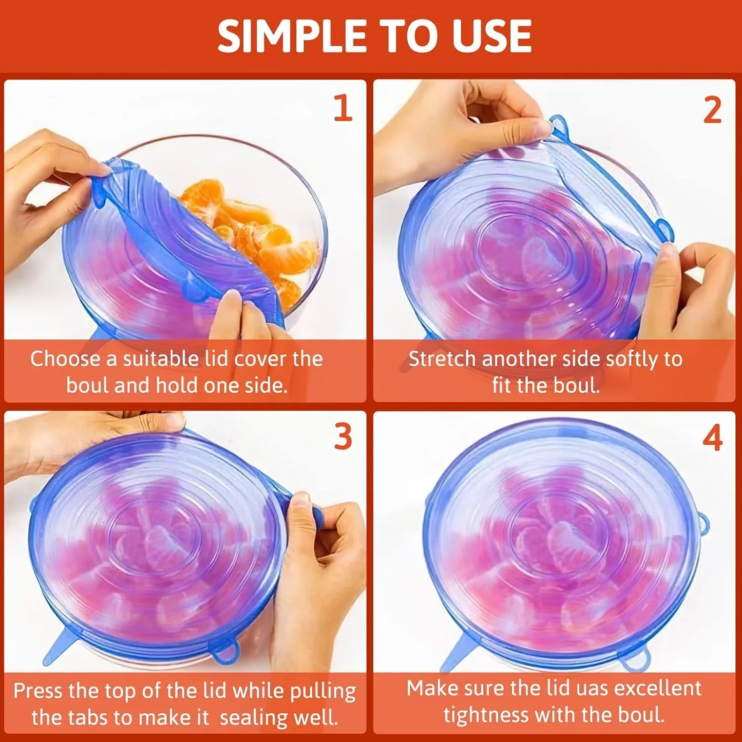 Multipurpose Silicone Lid - Reusable & Microwave Safe (Pack of 6)