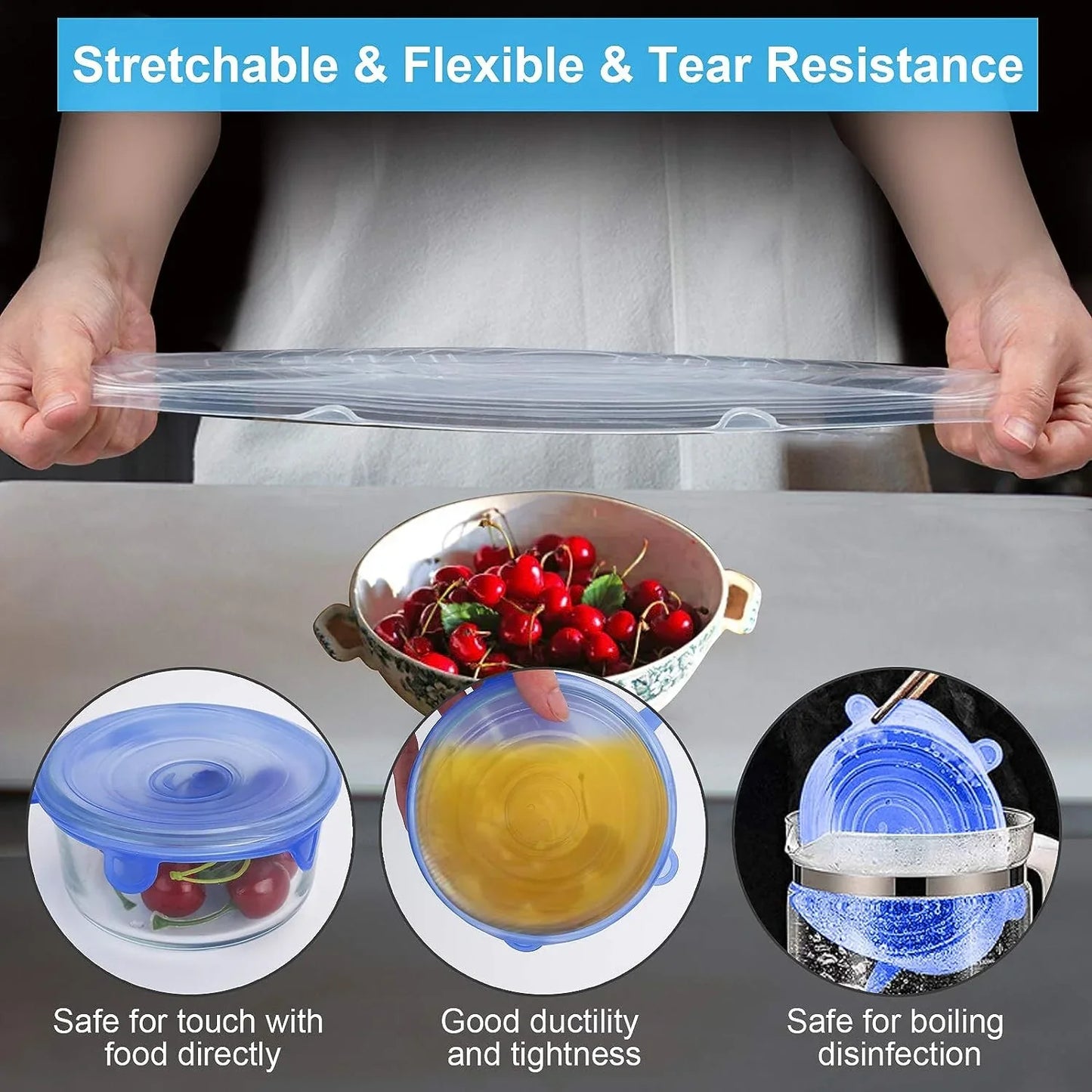 Multipurpose Silicone Lid - Reusable & Microwave Safe (Pack of 6)